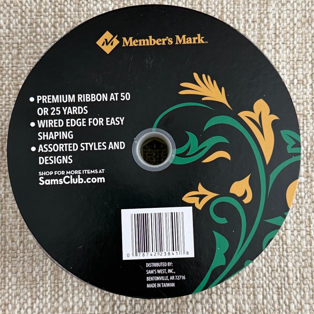 Member's Mark Premium Wired Ribbon 50 Yards 1-1/2 in Width, Black/White - Picture 3 of 3